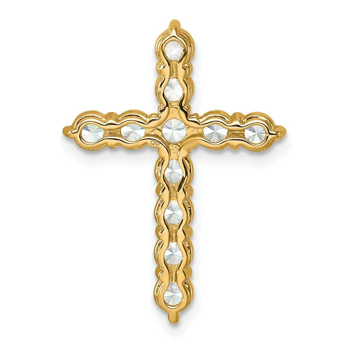 Goldia Necklaces 14k Yellow Gold 2 Ct Lab Grown Diamond VSSI G Cross Chain Slide Pendant