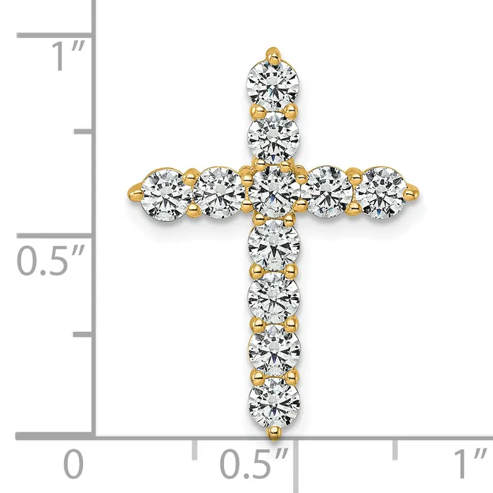 Goldia Necklaces 14k Yellow Gold 2 Ct Lab Grown Diamond VSSI G Cross Chain Slide Pendant