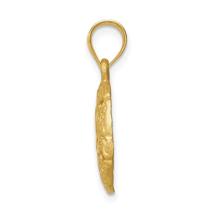Goldia Necklaces 14k Yellow Gold Brushed DiamondCut Sand Dollar Pendant