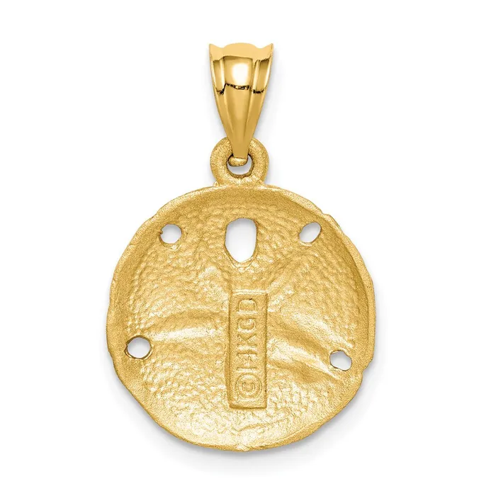 Goldia Necklaces 14k Yellow Gold Brushed DiamondCut Sand Dollar Pendant