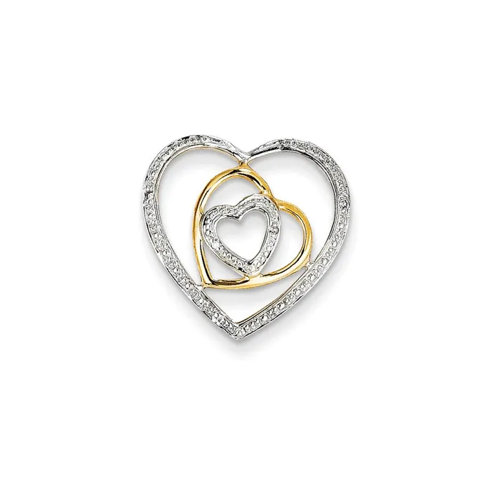 Goldia Necklaces 14K Yellow Gold Real Diamond Triple Heart Slide Pendant