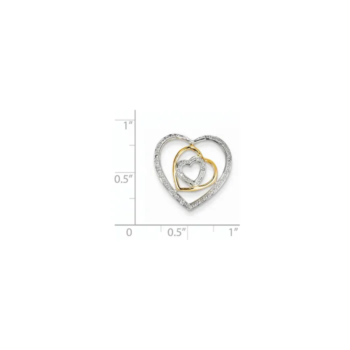 Goldia Necklaces 14K Yellow Gold Real Diamond Triple Heart Slide Pendant