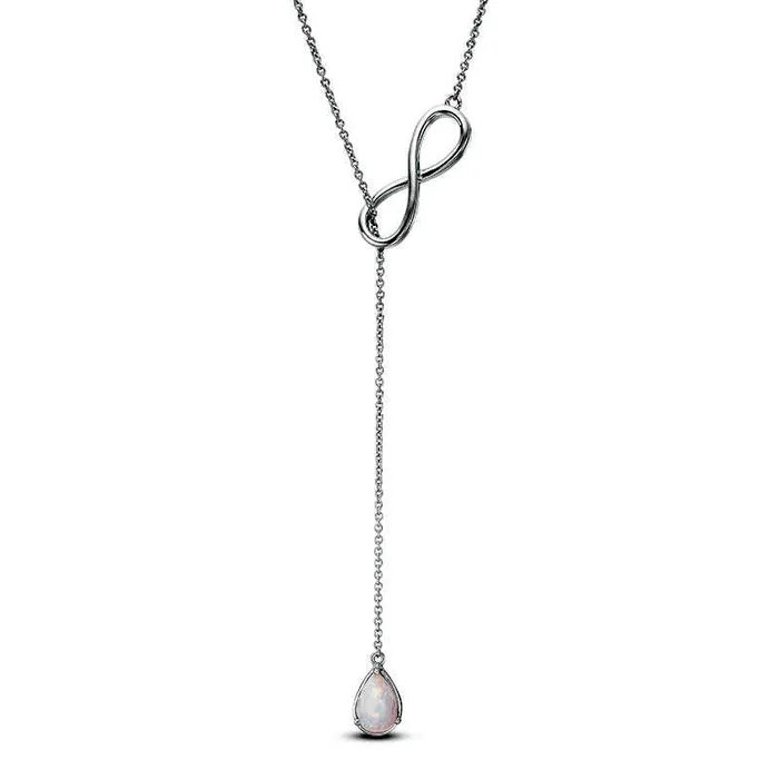 Goldia Necklaces PearShaped LabCreated Opal Infinity Lariat Necklace in Sterling Silver 20 Goldia Necklaces PearShaped LabCreated Opal Infinity Lariat Necklace in Sterling Silver 20