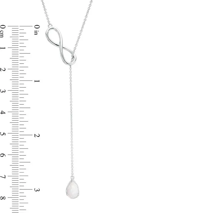 Goldia Necklaces PearShaped LabCreated Opal Infinity Lariat Necklace in Sterling Silver 20