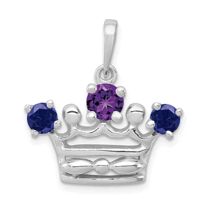 Goldia Necklaces Sterling Silver Amethyst u0026 Iolite Polished Crown Pendant Goldia Necklaces Sterling Silver Amethyst u0026 Iolite Polished Crown Pendant