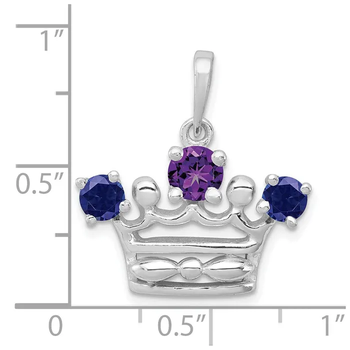 Goldia Necklaces Sterling Silver Amethyst u0026 Iolite Polished Crown Pendant