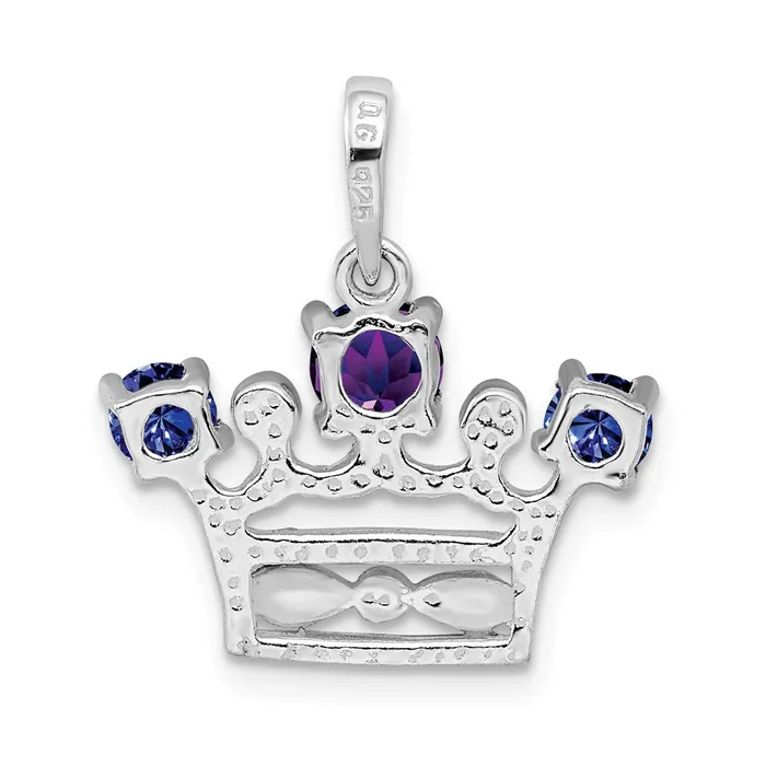 Goldia Necklaces Sterling Silver Amethyst u0026 Iolite Polished Crown Pendant