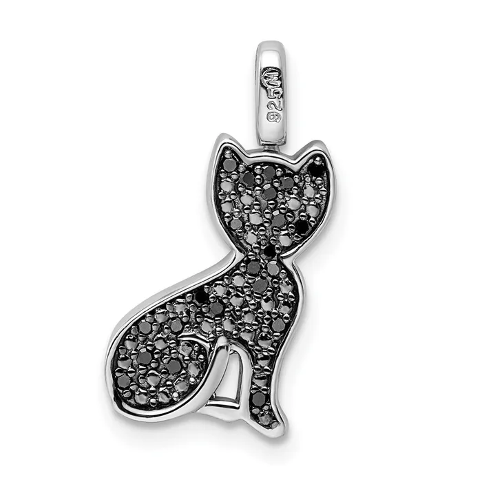 Goldia Necklaces Sterling Silver Rhodium 025ct Blk u0026 Wht Dia Reversible Cat Pendant