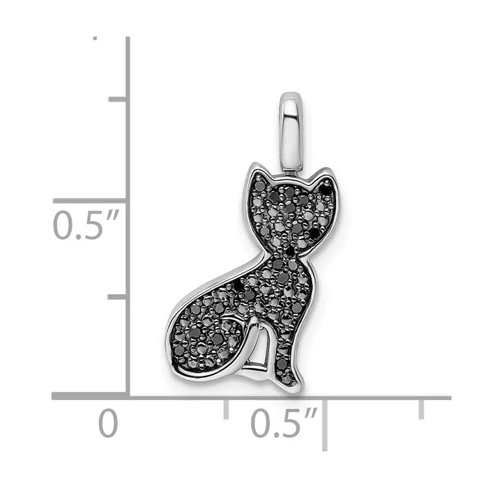 Goldia Necklaces Sterling Silver Rhodium 025ct Blk u0026 Wht Dia Reversible Cat Pendant