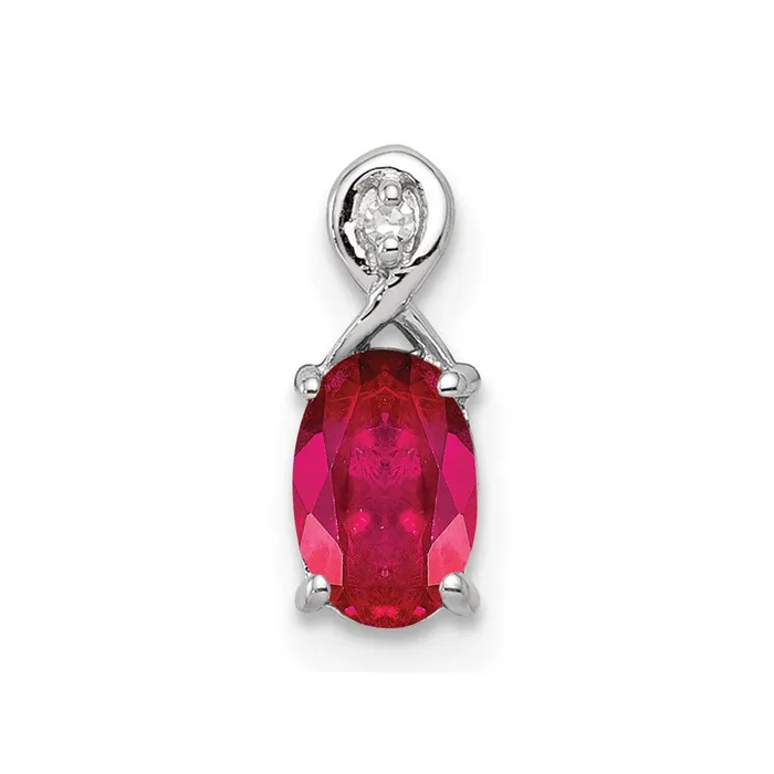 Goldia Necklaces Sterling Silver Rhodium Plated Diamond u0026 Ruby Oval Pendant