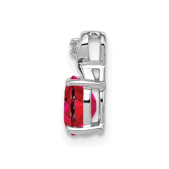 Goldia Necklaces Sterling Silver Rhodium Plated Diamond u0026 Ruby Oval Pendant