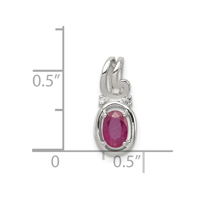 Goldia Necklaces Sterling Silver Rhodium Plated Diamond u0026 Ruby Oval Pendant