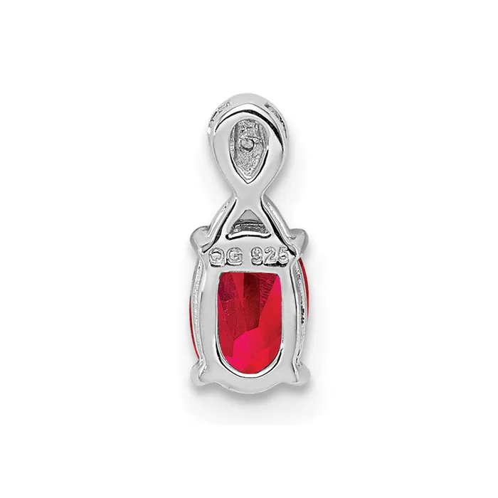 Goldia Necklaces Sterling Silver Rhodium Plated Diamond u0026 Ruby Oval Pendant