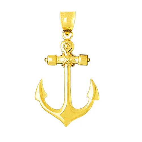 Goldia PreStyled Sets 14K Gold 32MM Mariner Ship Anchor Pendant