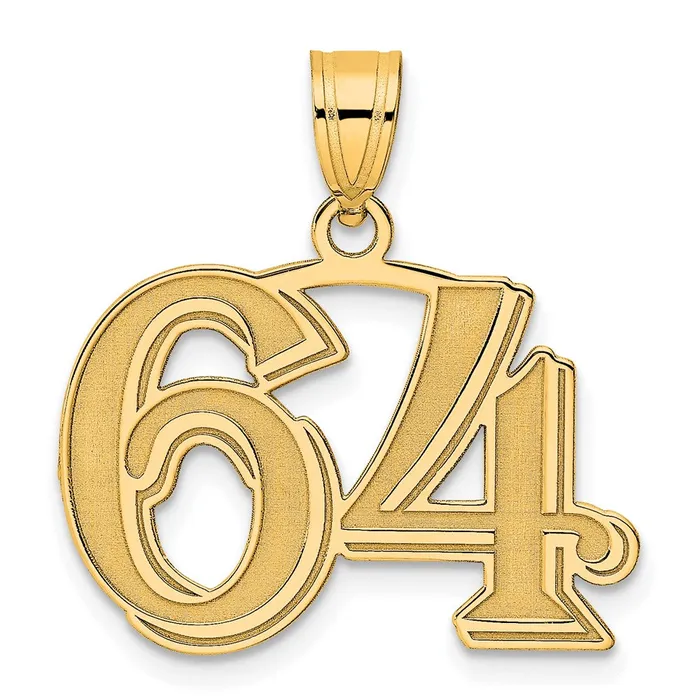 Goldia PreStyled Sets 14k Yellow Gold Polished Etched Number 64 Pendant