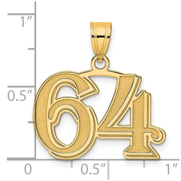 Goldia PreStyled Sets 14k Yellow Gold Polished Etched Number 64 Pendant