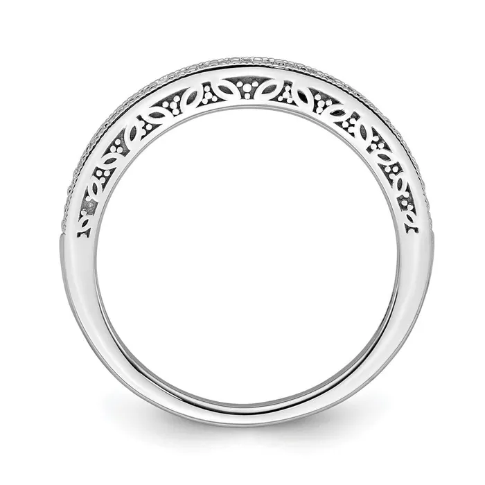 Goldia Rings 010ct CZ Solid Real 14k White Gold Contoured Wedding Band Ring