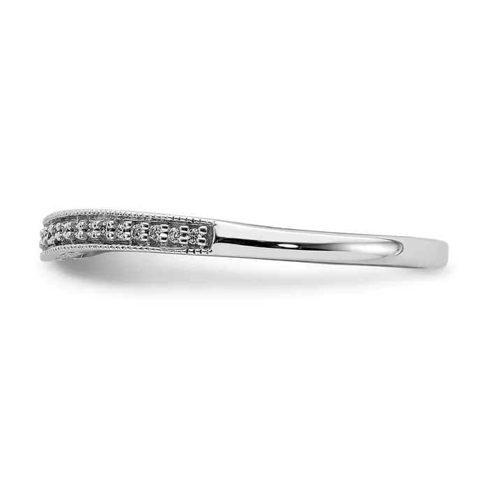Goldia Rings 010ct CZ Solid Real 14k White Gold Contoured Wedding Band Ring