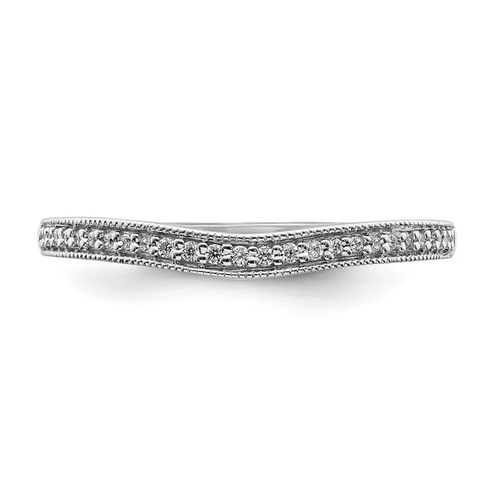 Goldia Rings 010ct CZ Solid Real 14k White Gold Contoured Wedding Band Ring