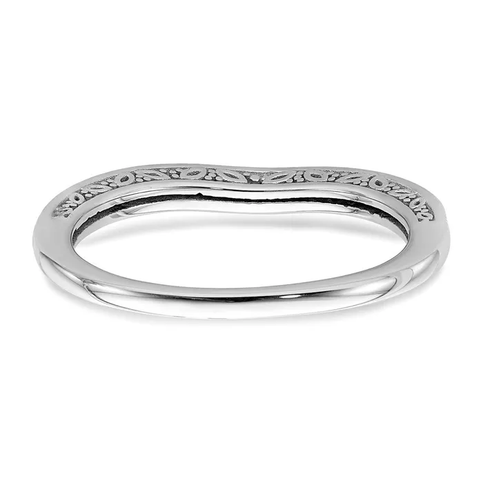 Goldia Rings 010ct CZ Solid Real 14k White Gold Contoured Wedding Band Ring