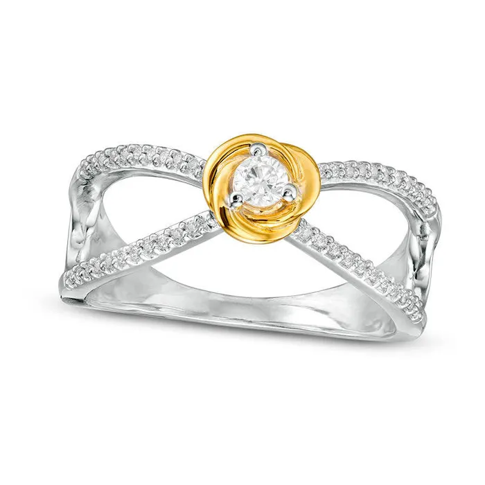 Goldia Rings 025 CT TW Natural Diamond Split Shank Ring in Sterling Silver and Solid 10K Yellow Gold Goldia Rings 025 CT TW Natural Diamond Split Shank Ring in Sterling Silver and Solid 10K Yellow Gold