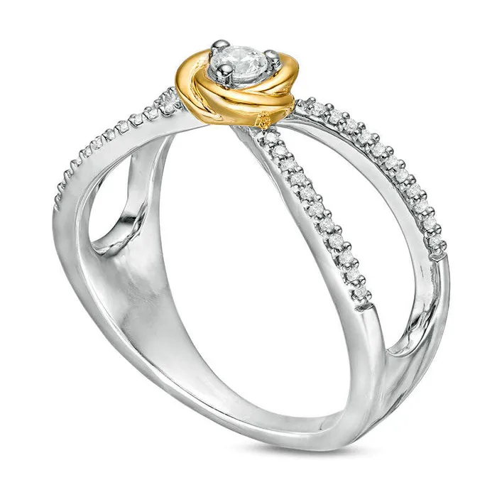 Goldia Rings 025 CT TW Natural Diamond Split Shank Ring in Sterling Silver and Solid 10K Yellow Gold Goldia Rings 025 CT TW Natural Diamond Split Shank Ring in Sterling Silver and Solid 10K Yellow Gold