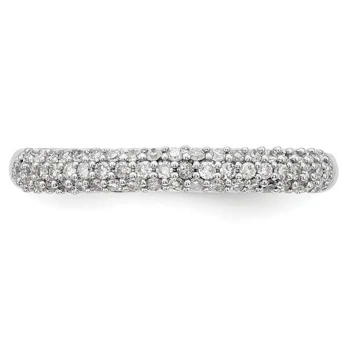 Goldia Rings 026ct CZ Solid Real 14K White Gold Micro Pave Wedding Band Ring