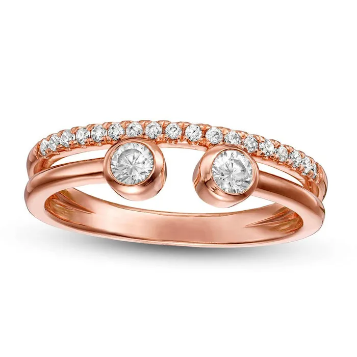 Goldia Rings 033 CT TW Natural Diamond Duo Open Shank Ring in Solid 10K Rose Gold Goldia Rings 033 CT TW Natural Diamond Duo Open Shank Ring in Solid 10K Rose Gold
