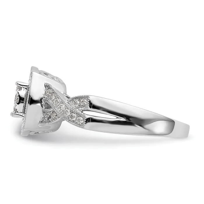 Goldia Rings 040ct CZ Solid Real 14K White Gold Complete Cluster Engagement Ring