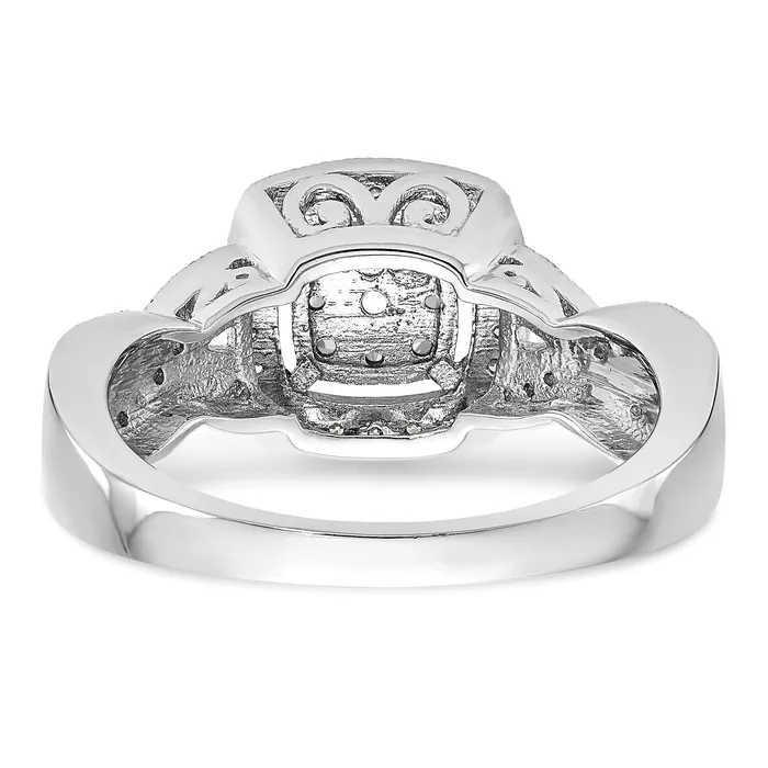 Goldia Rings 040ct CZ Solid Real 14K White Gold Complete Cluster Engagement Ring