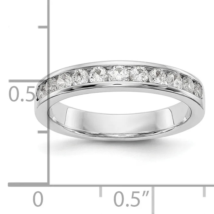 Goldia Rings 055ct CZ Solid Real 14K White Gold 1123mm Stone Channel Wedding Band Ring