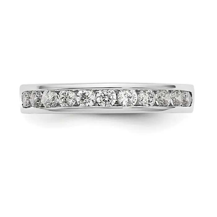 Goldia Rings 055ct CZ Solid Real 14K White Gold 1123mm Stone Channel Wedding Band Ring