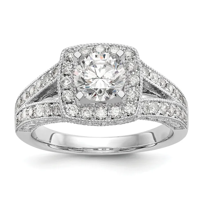 Goldia Rings 062ct CZ Solid Real 14K White Gold Peg Set Cushion Halo Engagement Ring Goldia Rings 062ct CZ Solid Real 14K White Gold Peg Set Cushion Halo Engagement Ring