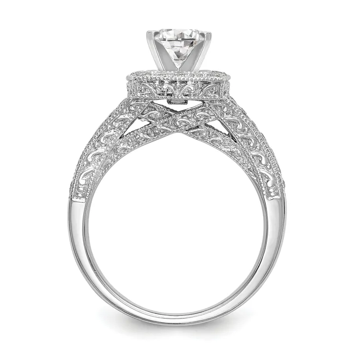 Goldia Rings 062ct CZ Solid Real 14K White Gold Peg Set Cushion Halo Engagement Ring