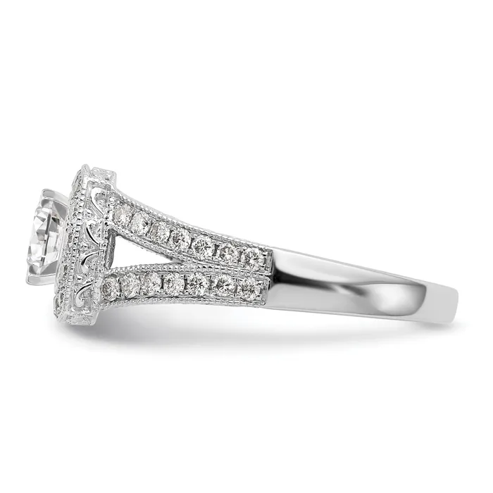 Goldia Rings 062ct CZ Solid Real 14K White Gold Peg Set Cushion Halo Engagement Ring