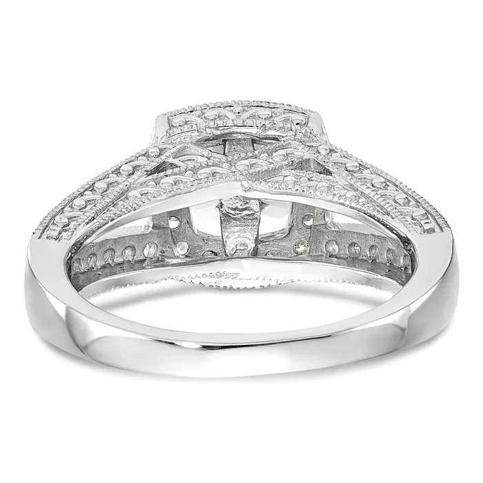 Goldia Rings 062ct CZ Solid Real 14K White Gold Peg Set Cushion Halo Engagement Ring