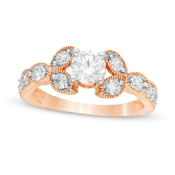 Goldia Rings 10 CT TW Natural Diamond Leaf Sides Antique VintageStyle Engagement Ring in Solid 10K Rose Gold Goldia Rings 10 CT TW Natural Diamond Leaf Sides Antique VintageStyle Engagement Ring in Solid 10K Rose Gold