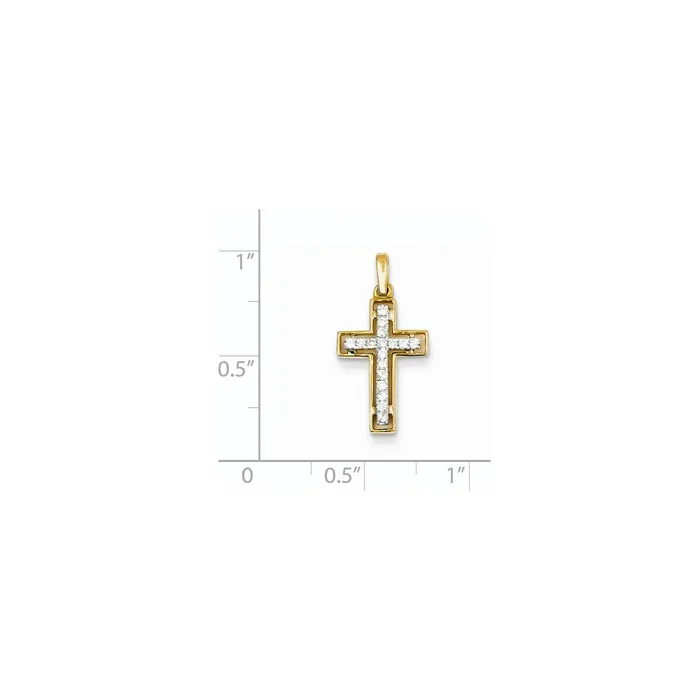 Goldia Rings 14k TwoTone Gold Real Diamond Cross Pendant