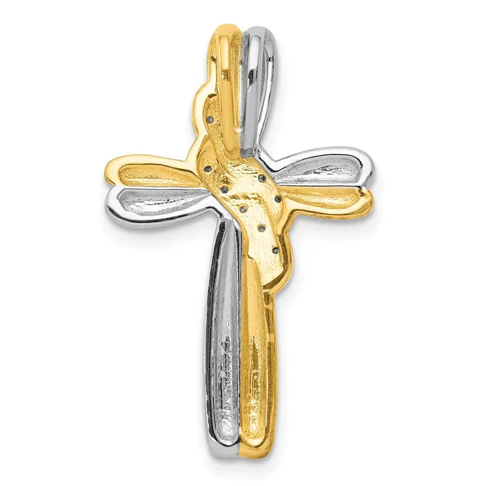 Goldia Rings 14k TwoTone Gold Real Diamond Cross Pendant