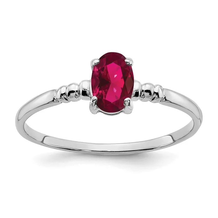Goldia Rings 14k White Gold 6x4mm Oval Created Ruby ring