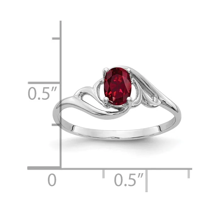 Goldia Rings 14k White Gold 6x4mm Oval Created Ruby ring