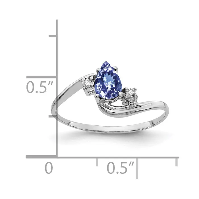 Goldia Rings 14k White Gold 6x4mm Pear Tanzanite A Diamond ring