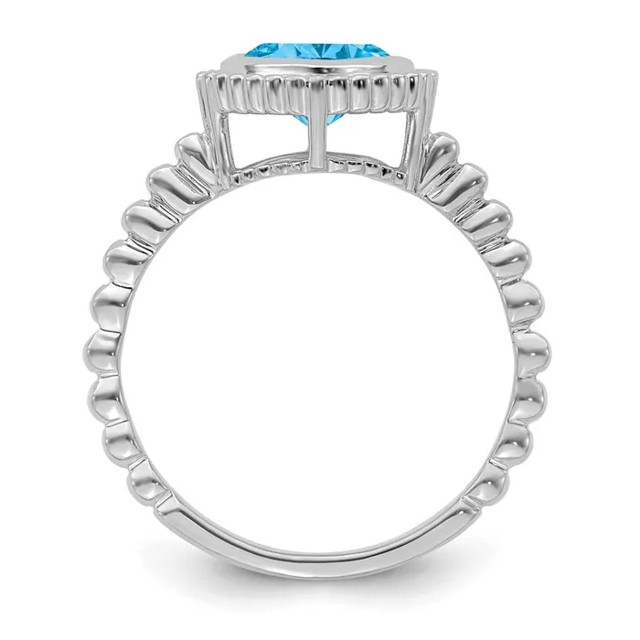 Goldia Rings 14k White Gold Cushion Blue Topaz Ring
