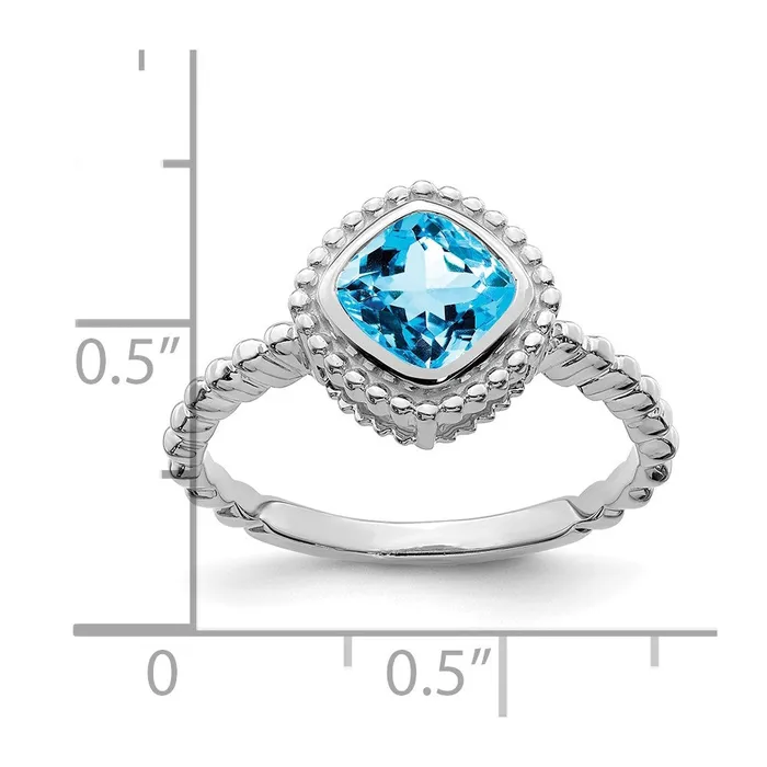 Goldia Rings 14k White Gold Cushion Blue Topaz Ring