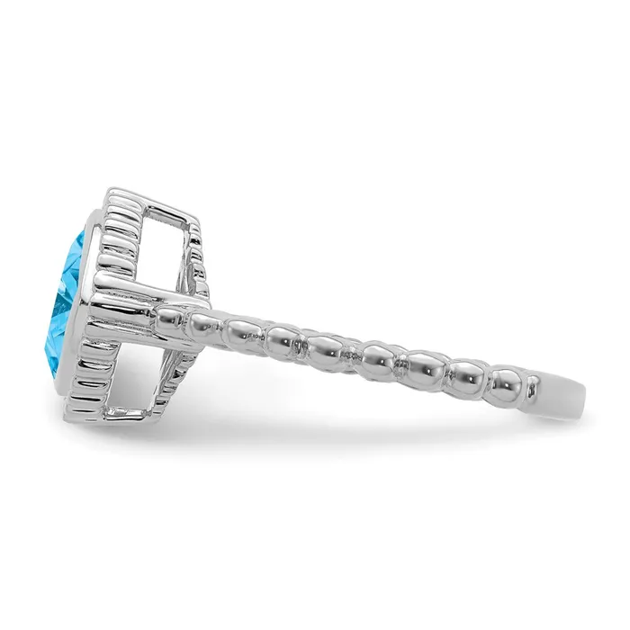 Goldia Rings 14k White Gold Cushion Blue Topaz Ring