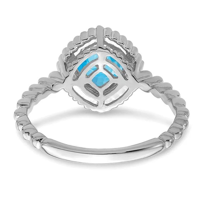 Goldia Rings 14k White Gold Cushion Blue Topaz Ring