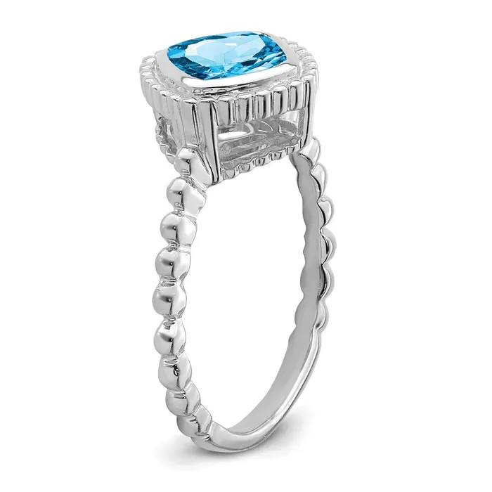 Goldia Rings 14k White Gold Cushion Blue Topaz Ring