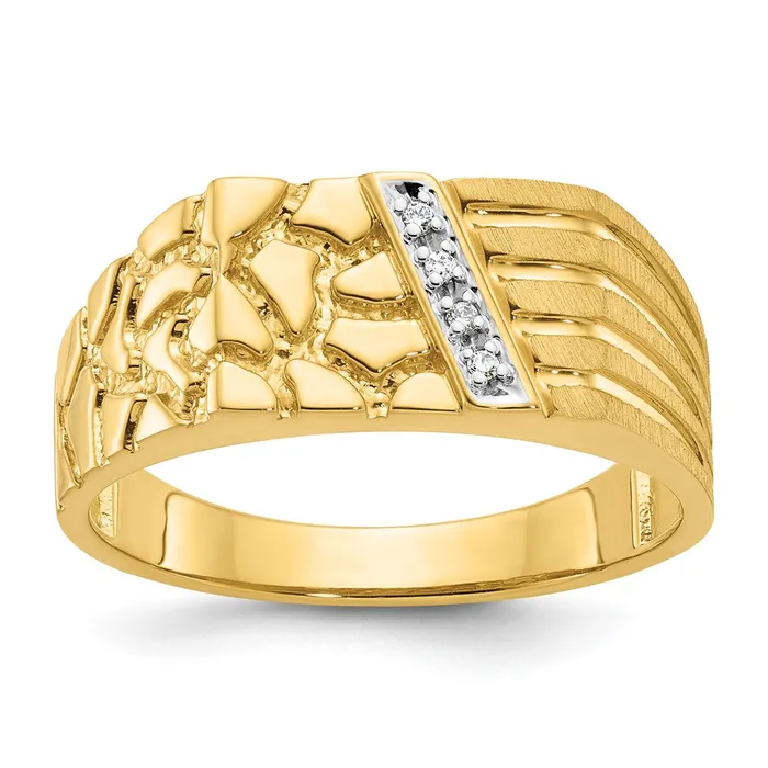 Goldia Rings 14k Yellow Gold Mens Diamond Nugget Ring Mounting