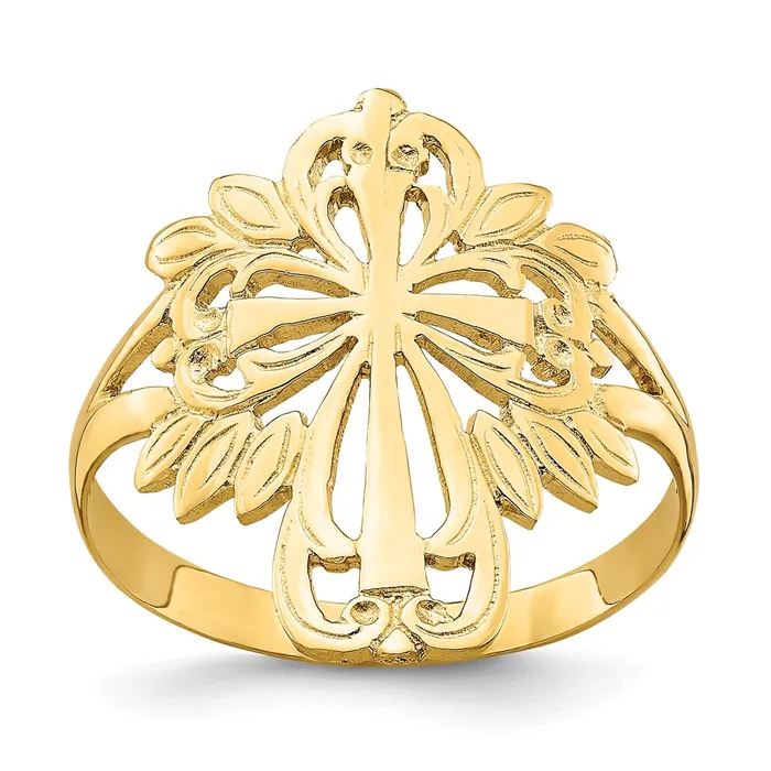 Goldia Rings 14K Yellow Gold Polished CutOut Cross Ring