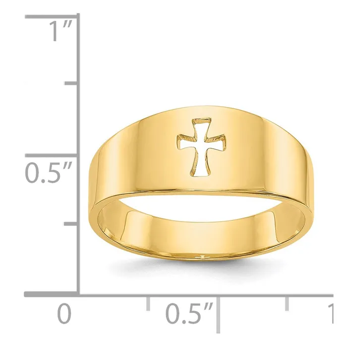 Goldia Rings 14K Yellow Gold Polished CutOut Cross Ring
